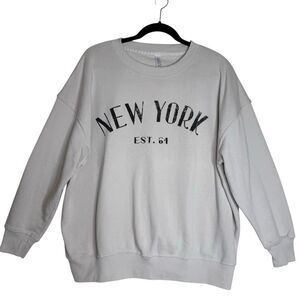 Torkia Apparel New York Sweatshirt Light Gray Crewneck Size M Casual, Streetwear